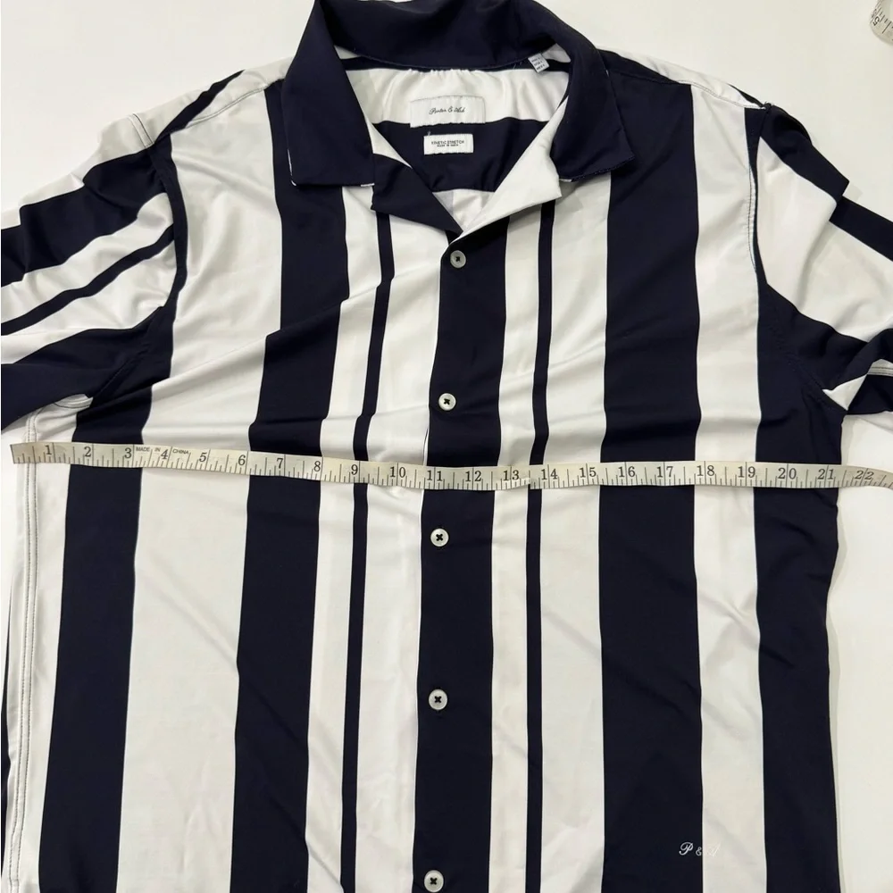 Porter And Ash Button Up Shirt Kinetic Stretch Mens L ' Short Sleeve Stripe